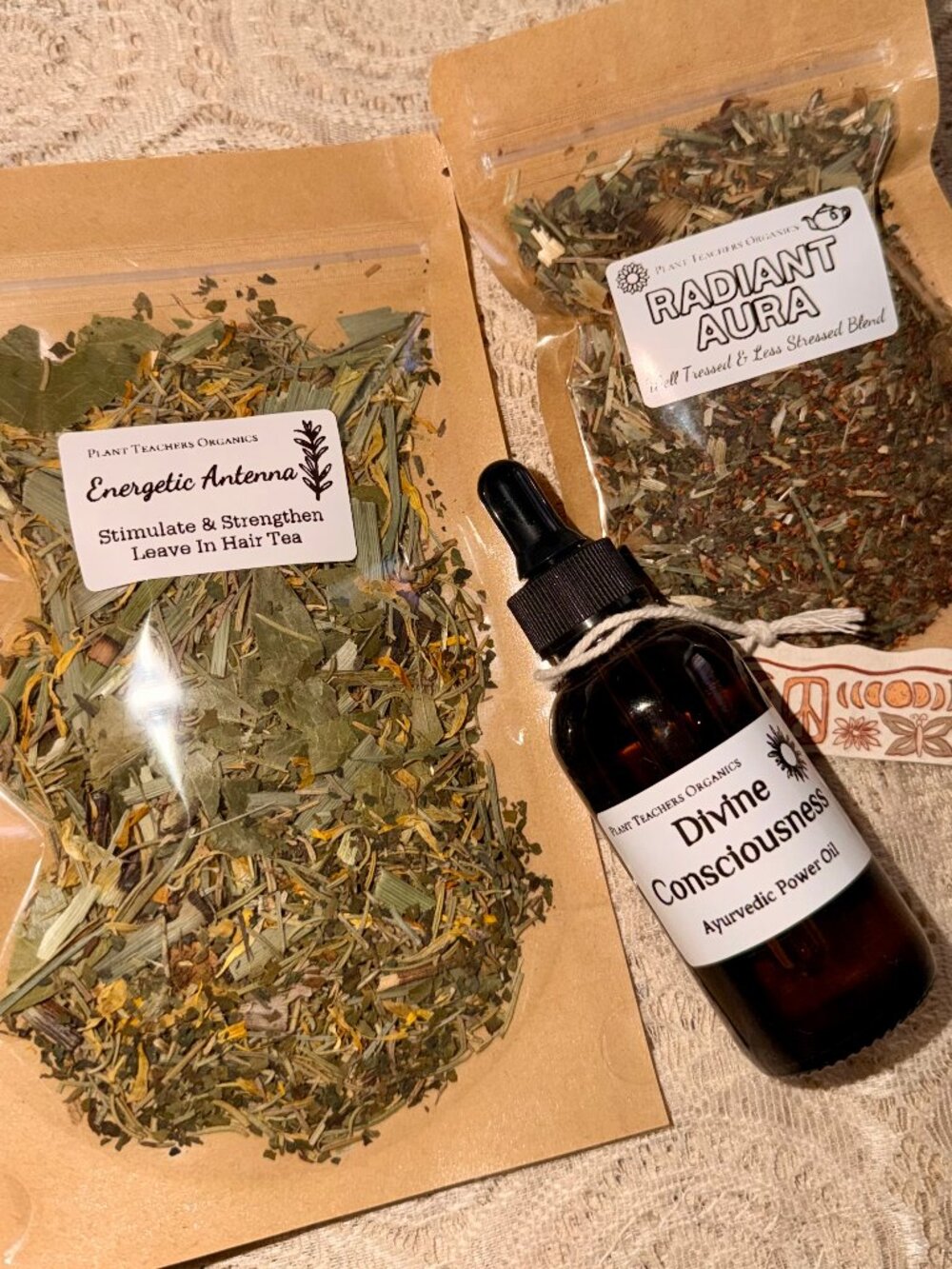 Luscious Locks Hair Gift Bundle (Oil, Rinse, Tea): Ayurvedic Organic Herbs
